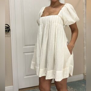Free People Cream Puff Sleeve Mini Dress